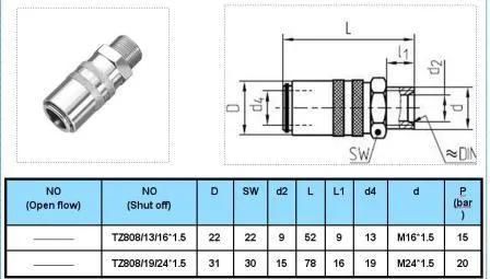Hot Sales Brass Straight Male Threaded Quick Coupling of Water Fitting