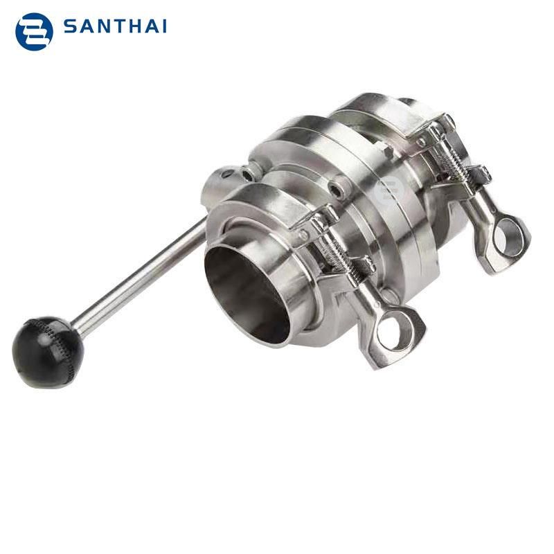 Good Price Sanitary Butterfly Valve with Tri Clamp Ferrule Complete Set From Santhai Butter