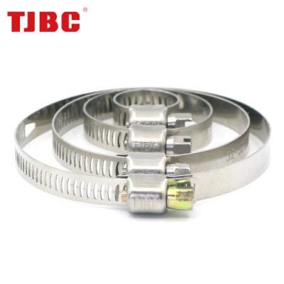 OEM&ODM 8mm Perforated Adjustable All Stainless Steel Small American Type Automotive Water/Gas/Oil Pipe Worm Gear Hose Clamp, 14-27mm