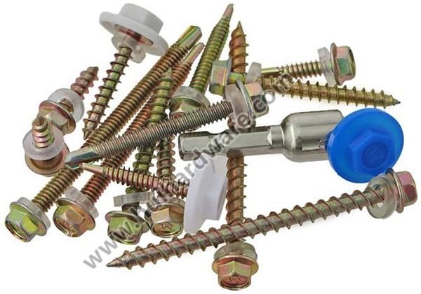 Hex Head Self Drilling Screw EPDM Washer Color Zinc Plated Good Quality Building Material DIN7504