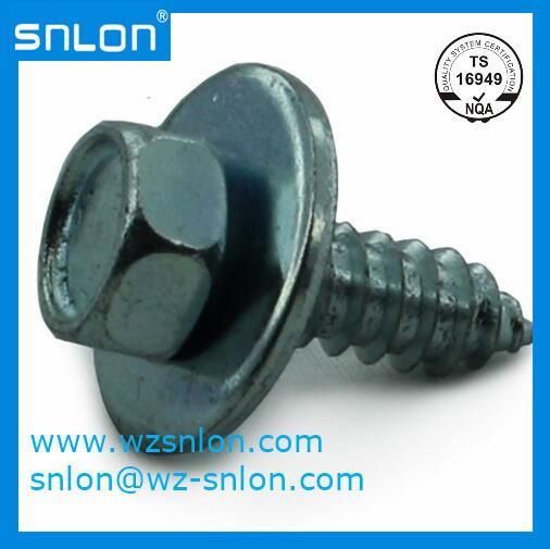 blue Zinc Hex Head Screws Assembled Large Washer Sems Screws