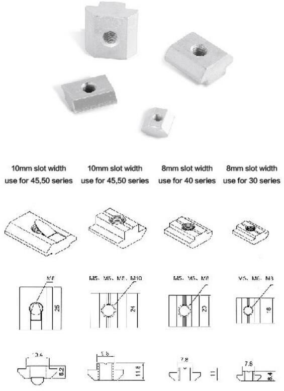 Sliding Nut Strong Steel Material Assemble Profiles
