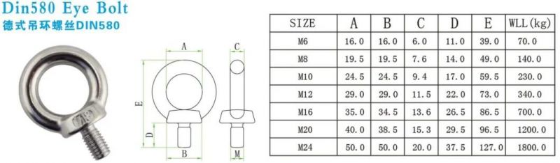 Stainless Steel304/316 DIN582 Eye Nut of Rigging Hardware