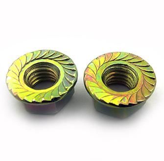 DIN6923 Hex Flange Nut Serrated Serration Carbon Steel Yellow Zinc Plated Galvanized