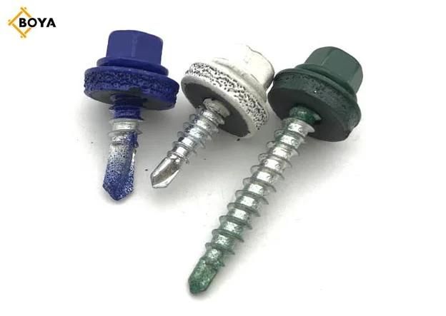 Boya Galvanized Hex Self Drilling Screws Roofing Plating Color Hexagon Self Drilling Screw for Wood with EPDM Washer