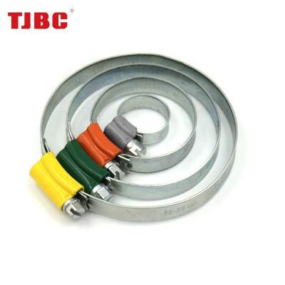 W4 304ss Stainless Steel Adjustable Worm Gear British Type Hose Clip with Tube Housing, 9.7mm Bandwidth, 77-95mm