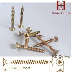 Zinc Coated Yellow Color Chipboard Screw DIN 7505