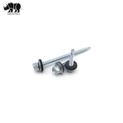 Galvanized Hex Washer Head Drilling Screw Roofing Screw with Bonded Washer O. D. 14mm (metal thickness 0.8, rubber thickness 2.5)