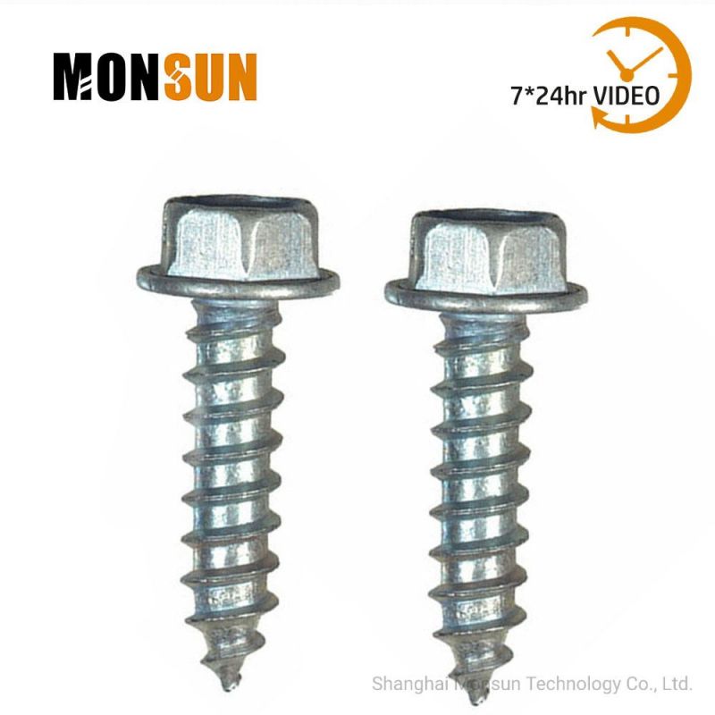 Case Hardened Steel Bright Zinc Plated Hexagon Flange Head Tapping Screws