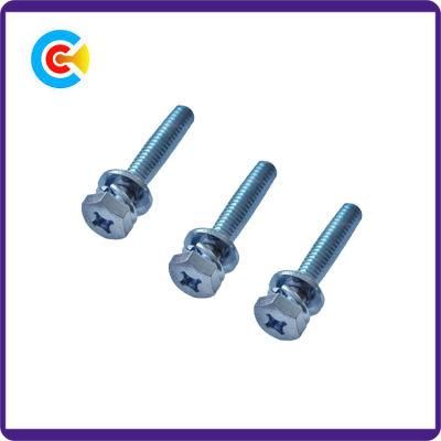 Fastener Carbon Steel/4.8/8.8/10.9 Cross/Phillips Hexagonal Head Combined Screws with Washer