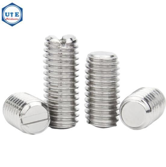 Stainless Steel 304/316 Grub Screws with Slotted Head Drive and Flat Point