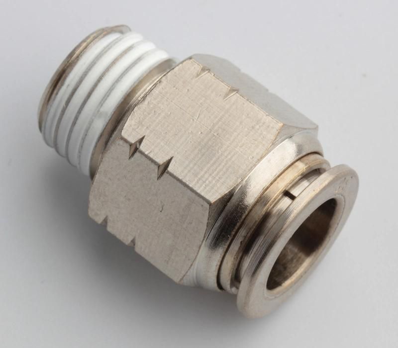 Xhnotion Pneumatic Push to Connector Nickel Plated Brass 1/8′′ Thread Male Straight Push-in Fitting