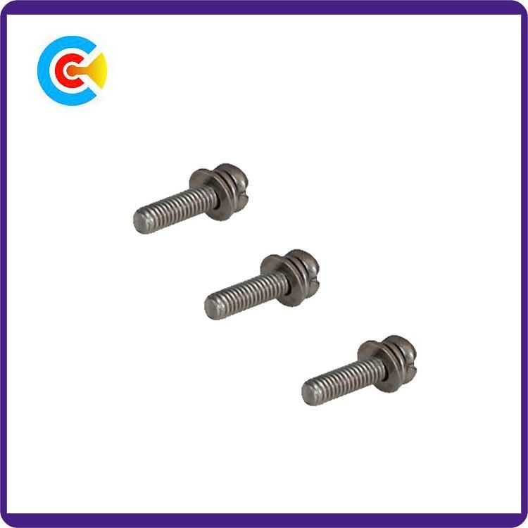 DIN/ANSI/BS/JIS Carbon-Steel/Stainless-Steel M6 Anti-Slip Terminal Pan Head Combination Screws