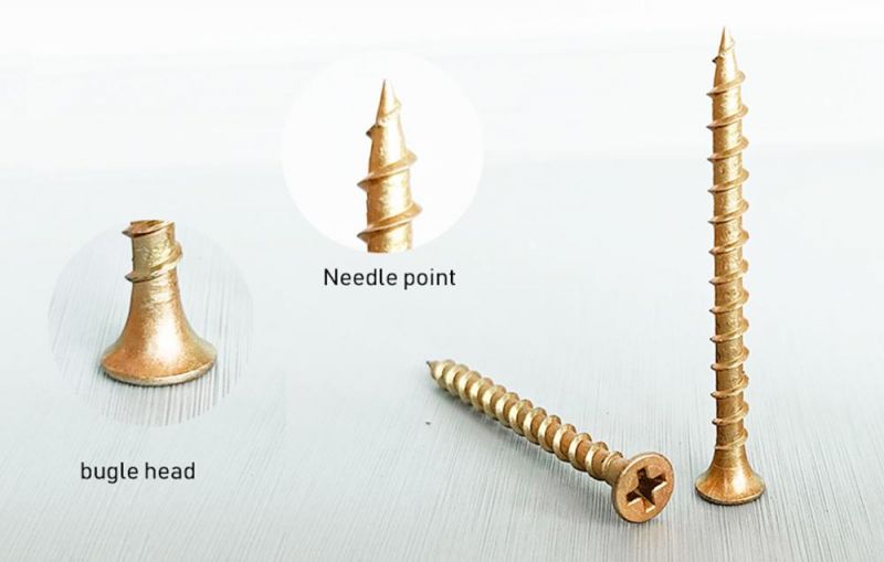 Phillips Bugle Head Yellow Zinc Plated Galvanized Coarse Thread Tapping Drywall Screws/Plasterboard Screw/Tornillos
