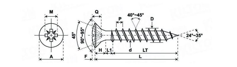 Galvanized Steel Raised Flat Head Zinc Plated Wood Screws