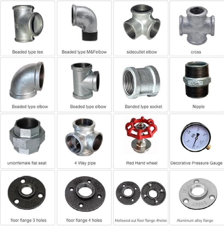 Black Malleable Threaded Floor Flange Iron Bsp Pipe Fittings Wall Mount 1/2" 3/4" 1"