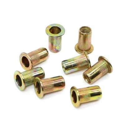 M4 X 11mm Yellow Zinc Plated Flat Head Rivet Nut Rivnut