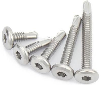 410 Stainless Steel Flat Head Hexagon Socket Drill Tail Screw Hexagon Dovetail Screw Guardrail Self Tapping Screw