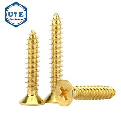 H62 2.9X13 to 6.3X100 Brass Material Flat Head Cross Recess Drives Self Tapping Screws DIN7982