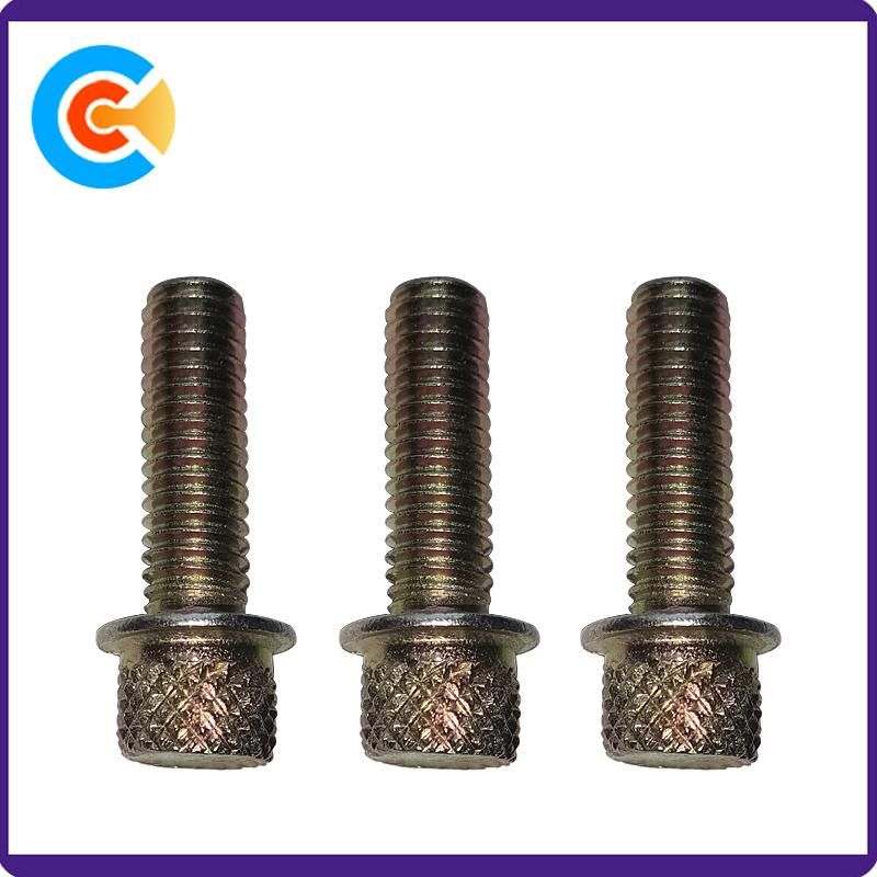 Carbon Steel M6X20 Knurled Screws Full Teeth Screw Galvanized Screw