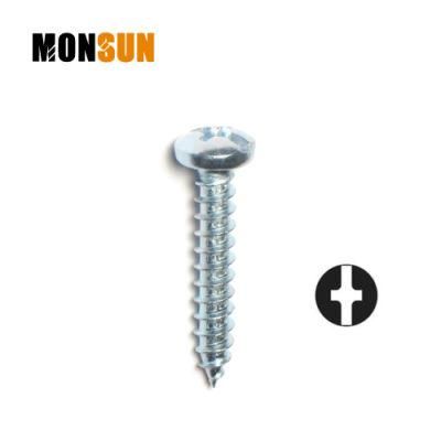 DIN7981 Phillips Slotted Combo Drive Pan Head Type a Blue Zinc Plated Carbon Steel Sheet Metal Screw