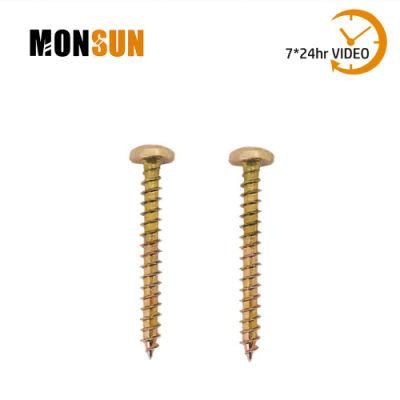Pz Recess Pan Head Wood Thread Yellow Zinc Woodworking Screw