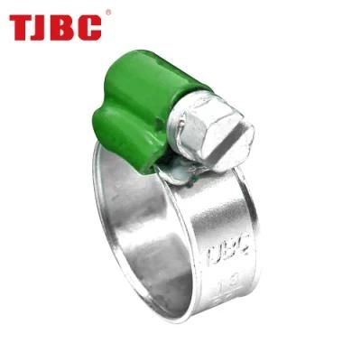 Adjustable Non-Perforated Worm Drive British Type 304ss Stainless Steel Hose Clamp with Color Head Tube Housing, Range 77-95mm