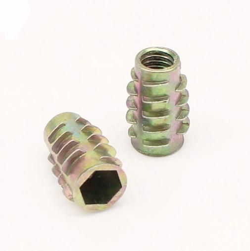 Type E Nut for Wood Insert, Wood Threaded Inserts, Flat Head Furniture Nut