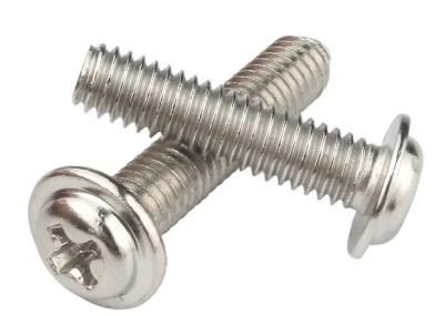 M12-M16 Cross Round Head Screw with Cushion Screw Bolt Machine Wire Pan Head Screw with Cushion