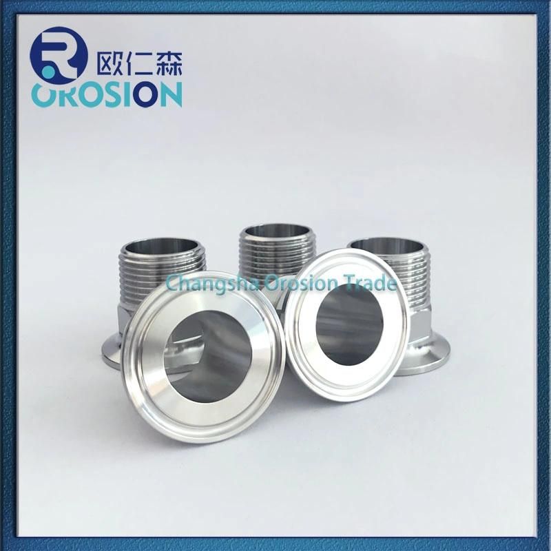 Sanitary Stainless Steel Pipe Fitting Tri-Clamp Male Thread Ferrule