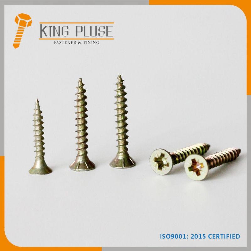 Phillips/Cross Recessed Chipboard Screw Yellow Zinc Plated