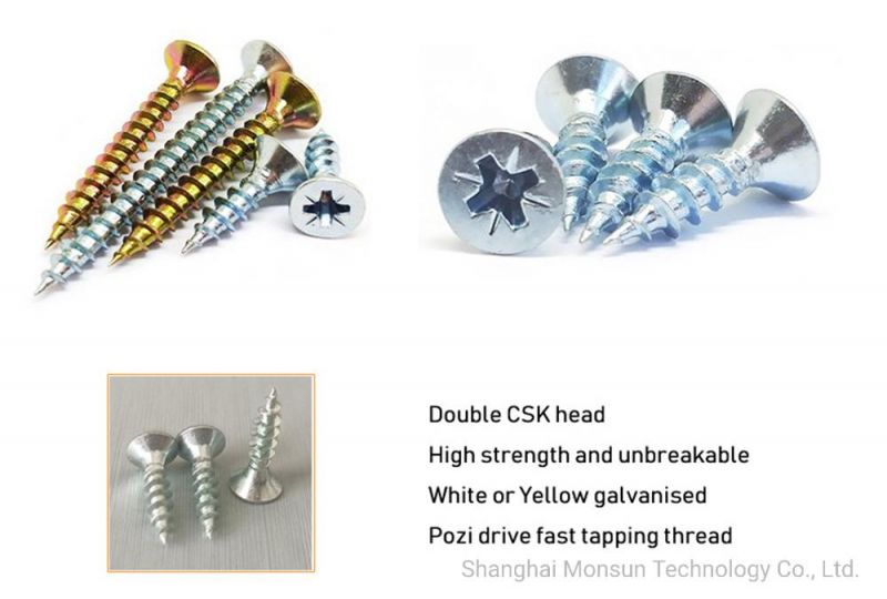 Flat Head Pozidriv Steel Bzp Twin Threaded Woodworking Screw