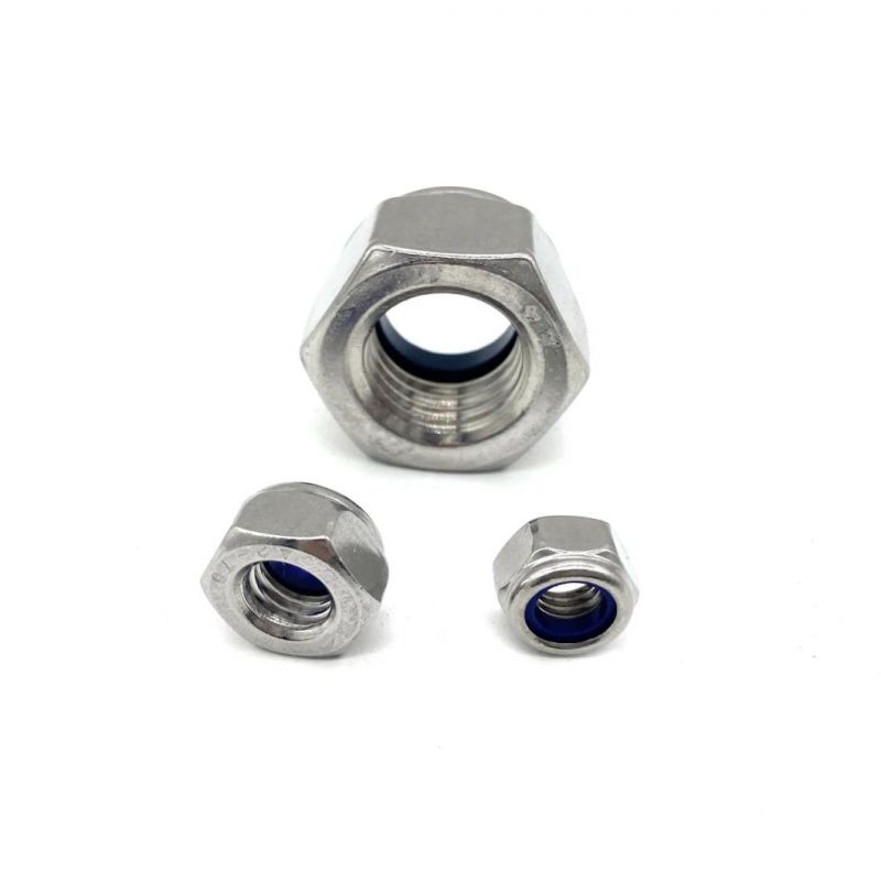 Fasteners Manufacturers 304 316 Stainless Steel DIN 985 Hexagon Blue Nylon Insert Hex Lock Nut