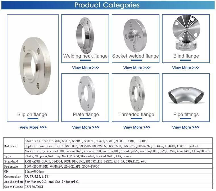 A105 304 Pipe Fitting RF/Rtj/FF ANSI/JIS/DIN/API 6A Cl150 ASME B16.5 Welding Forged Weld Neck Carbon Steel Stainless Steel Pipe Steel Flange