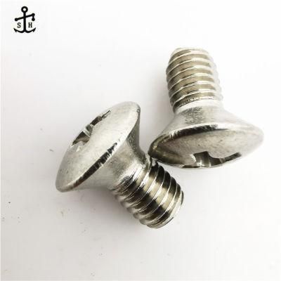 Ss Stainless Steel A2 Motorcycle Parts Fasteners M5X10 DIN 966 Cross Recessed Raised Countersunk Head Machine Screws Made in China