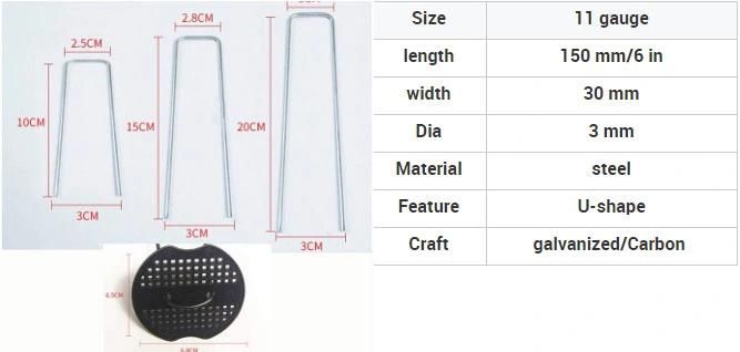 6 Inch 11-Gauge Rust Resistant Steel Lawn U Pins Pegs with Plastic Gasket for Anchoring Landscaping Ground Cover Weed Barrier