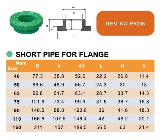 PPR DIN Standard Short Pipe for Flange