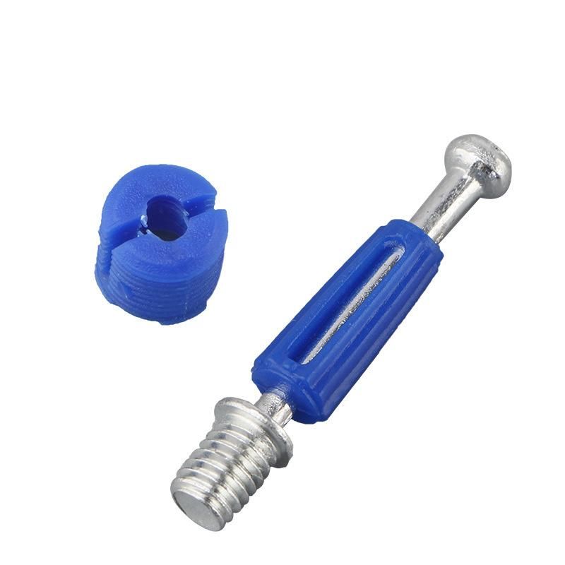 Furniture Hardware Fittings Triple Connector Blue Plastic Square Head Bolt for Stainless Steel Fasteners