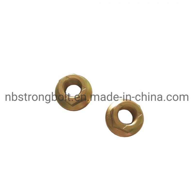 Hex Flange Lock Nut Class 10 with Yellow Zinc Plated