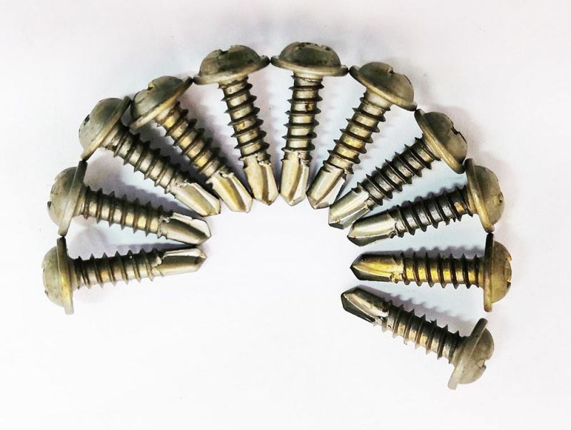 Gold Yellow Zinc/Nickelplated Truss Washer Head Self Drilling #2 Point Phiilips Drive Sheet Metal Screw/Profile Joining Screws