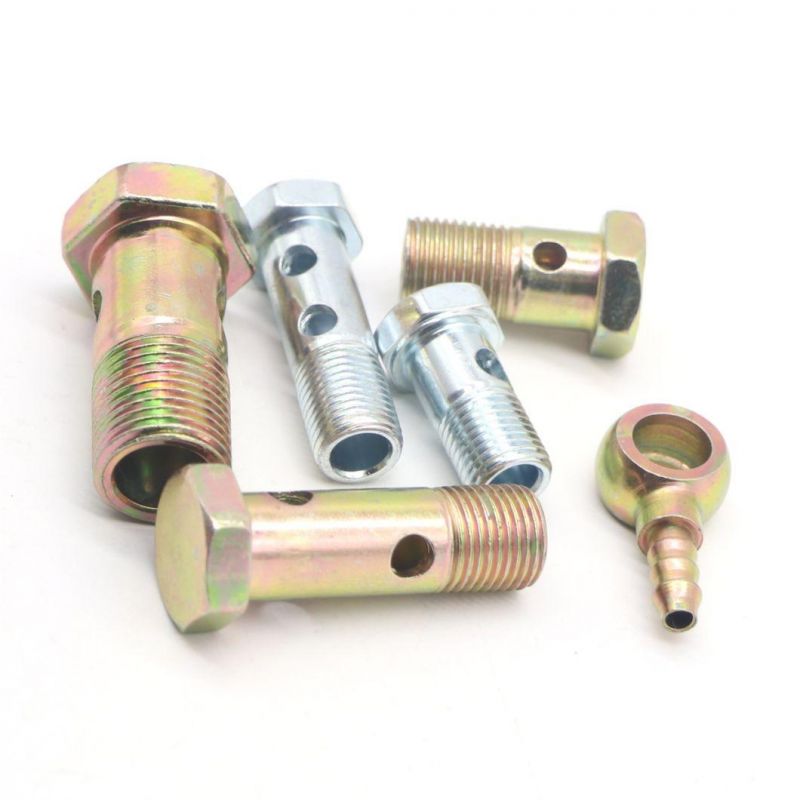 Hydraulic Fitting Hex Head Bolt with Hole Hollow Bolt, Zinc Plated Carbon Steel Hollow Banjo Bolt for Hydraulic Cylinder
