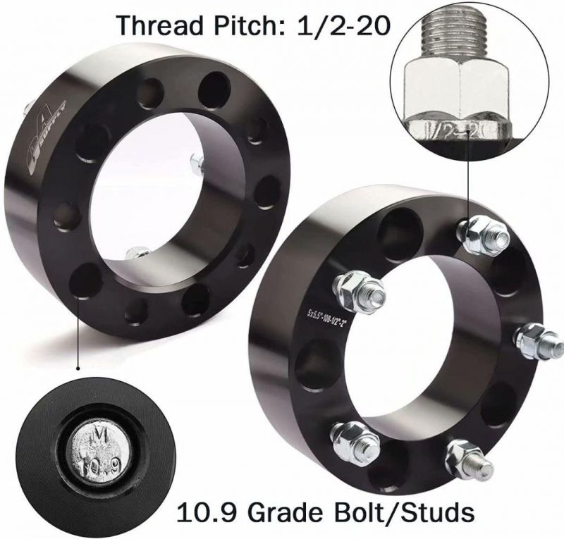 5X5.5 Wheel Spacers with 2" 5 Lug 108mm Hub Bore 1/2-20 Studs