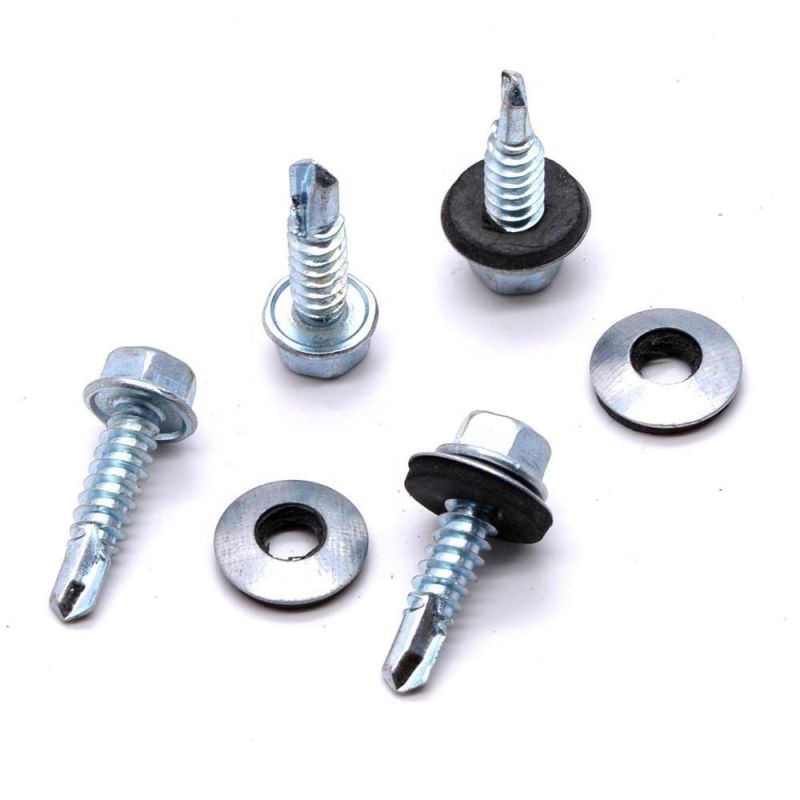 Metal Galvanized 1022A Hexagonal Head Carbon Steel Self Drilling Screw Roofing Screw Tek Tapping Screw with Rubber Washer