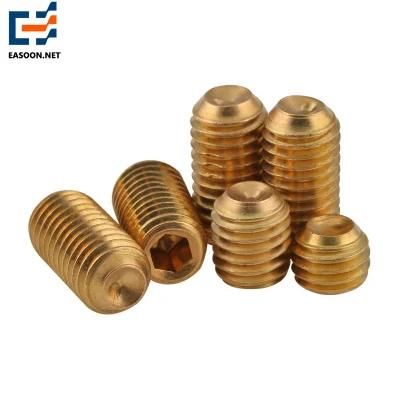 DIN916 Brass Set Screw M2.5 Hexagon Socket Set Screws Brass Alloy Hex Socket Head Set Screws with Flat Point