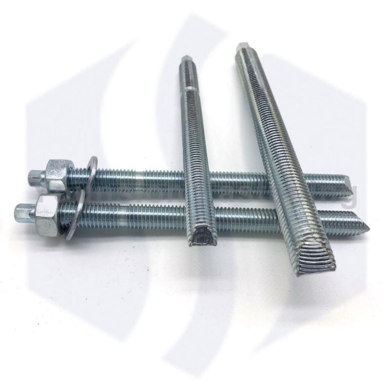Chemical Stud Anchor Bolt with Hex Nut and Washer 5.8 Grade White Blue Zp