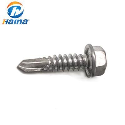 China Manufacturer Carbon Steel Zinc Plated Sandwich Panel Screw with Hex Flange Head