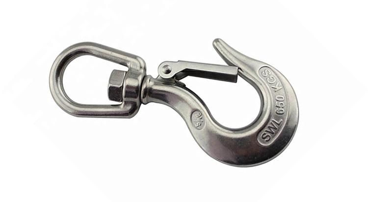 Hot Sale Stainless Steel Eye Swivel Hooks with Safety Latch for Riggings