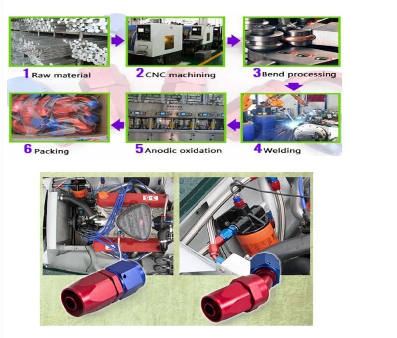 Aluminum An8 Non-Swivel Rubber Hose Connector Universal an Fittings Fuel Hose Fittings