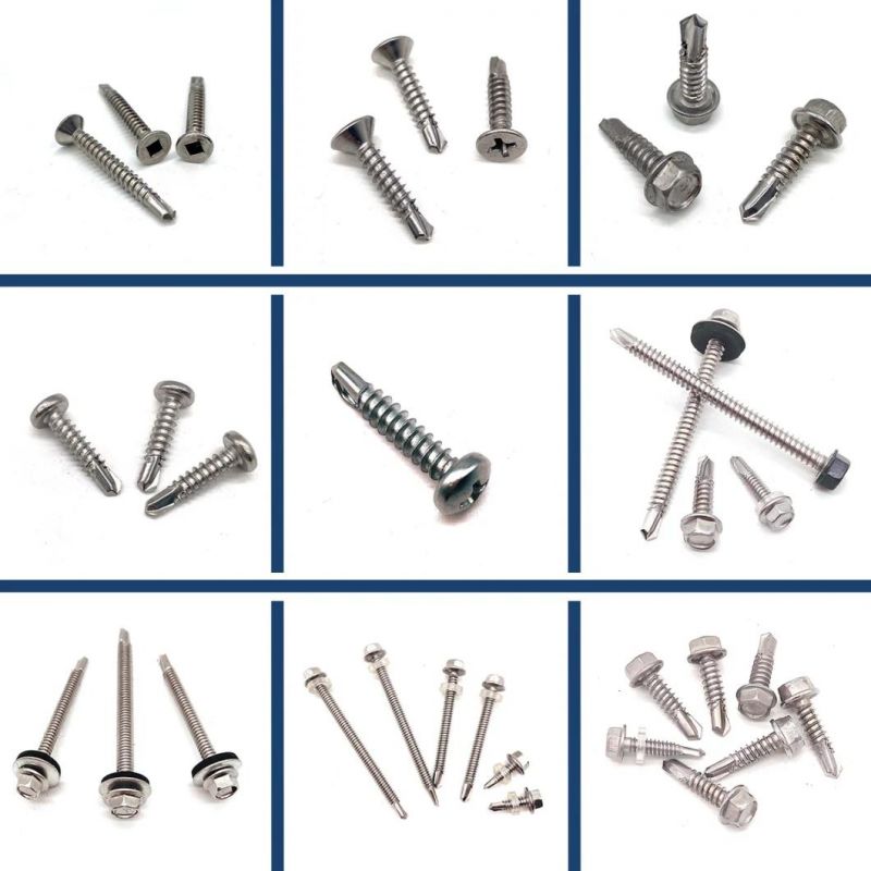 Factory 304 316 Stainless Steel Square Groove Countersunk Head Self Drilling Screw