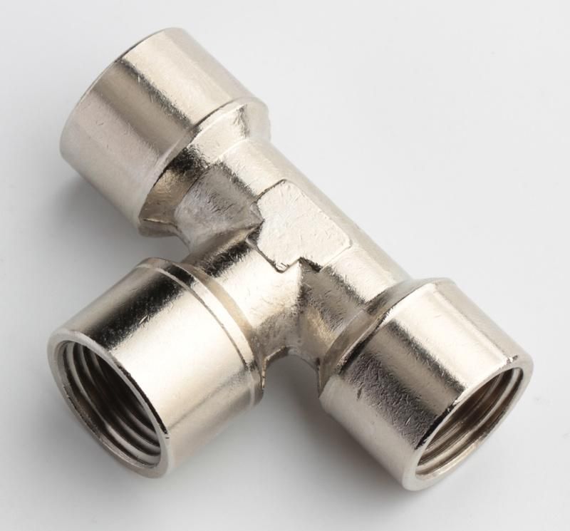 Xhnotion Pneumatic Air Fitting Nickel Plated Brass 1/8′′ Thread Union Tee Connector